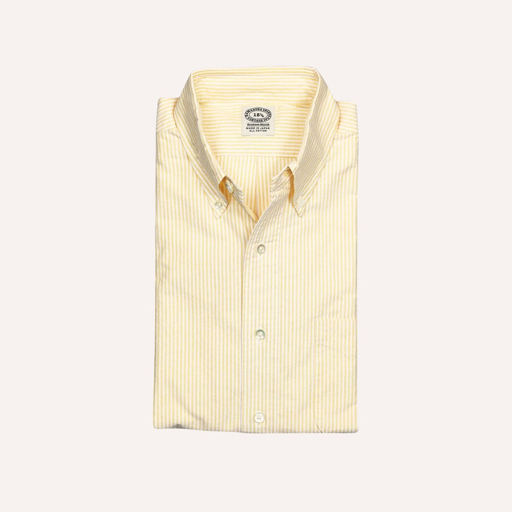 Yellow Striped Washed Oxford Button Down Shirt