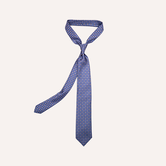 Blue Medallion Pattern Silk Tie