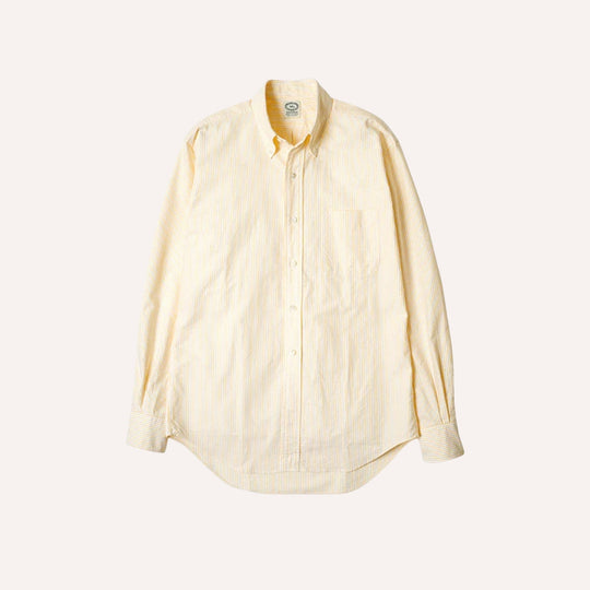 Yellow Striped Washed Oxford Button Down Shirt