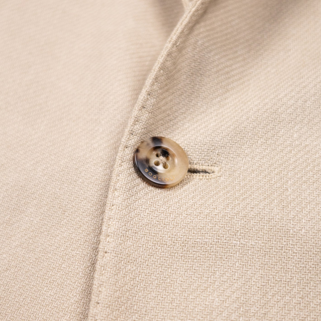 Light Beige Wool Silk Linen Twill Blazer