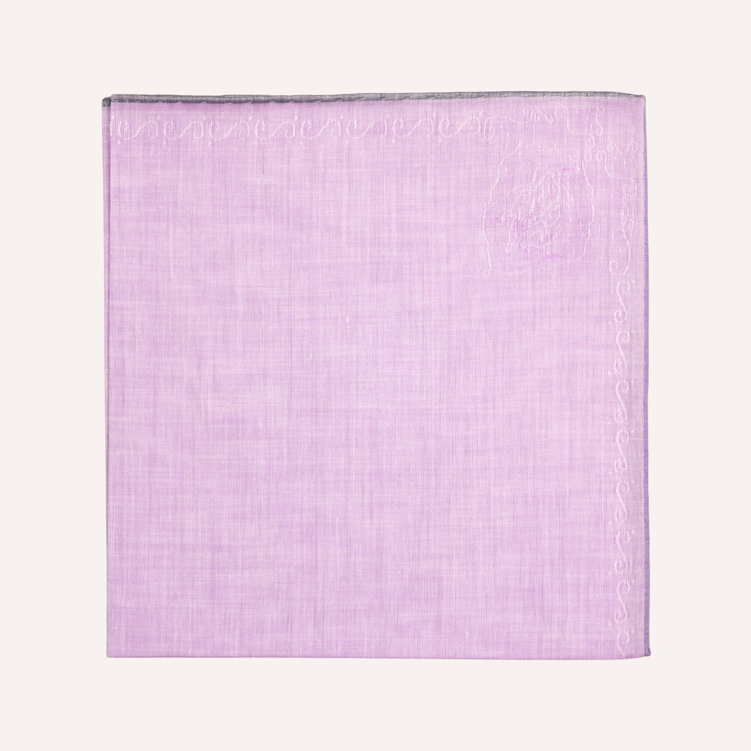 Jacquard Dame Lilac & Grey Edge Cotton Pocket Square