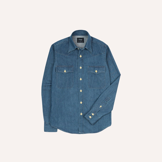 Blue Stone Wash Denim Western Shirt