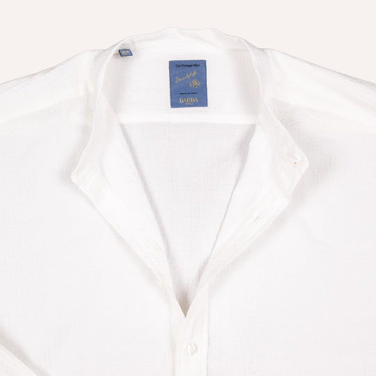 Off White Mandarin Seersucker Popover