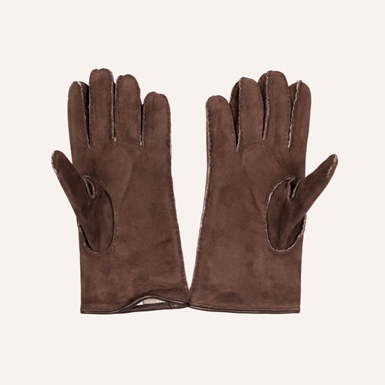 Dark Brown Suede Merino Lined Gloves