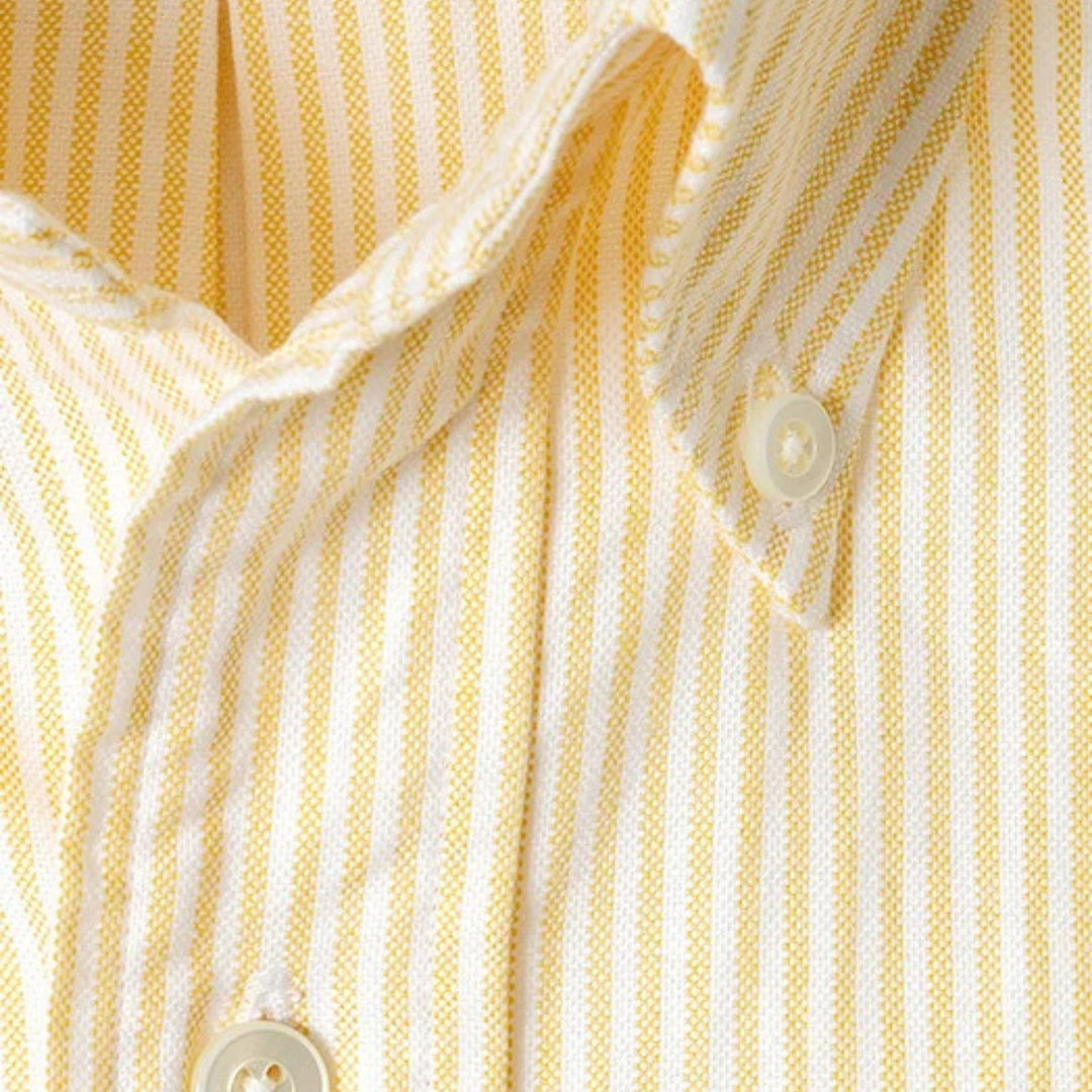 Yellow Striped Washed Oxford Button Down Shirt