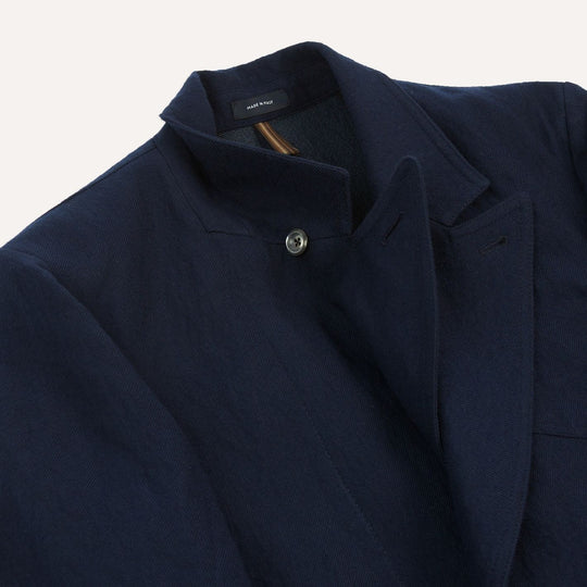 Navy Wool Cotton Metal Double Breasted Games Blazer