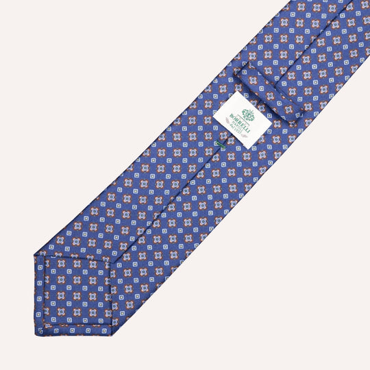 Blue Medallion Pattern Silk Tie