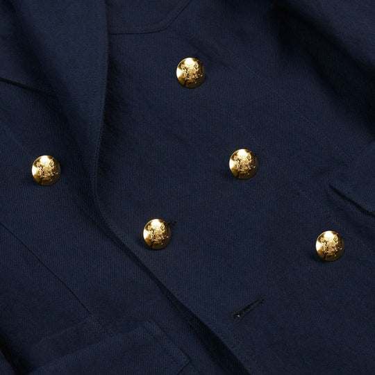 Navy Wool Cotton Metal Double Breasted Games Blazer