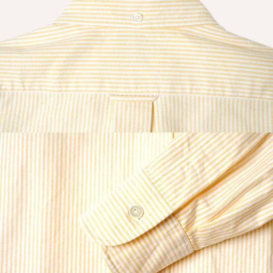 Yellow Striped Washed Oxford Button Down Shirt