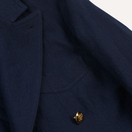 Navy Wool Cotton Metal Double Breasted Games Blazer