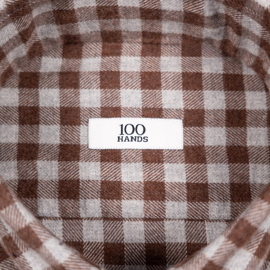 Brown & Grey Gingham Flannel Button Down Shirt - Tailored Fit