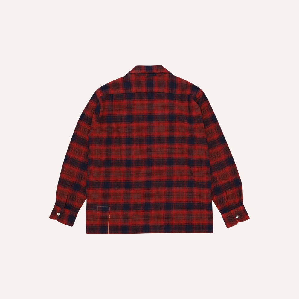Blue & Red Baker Plaid Cotton Bowling Shirt
