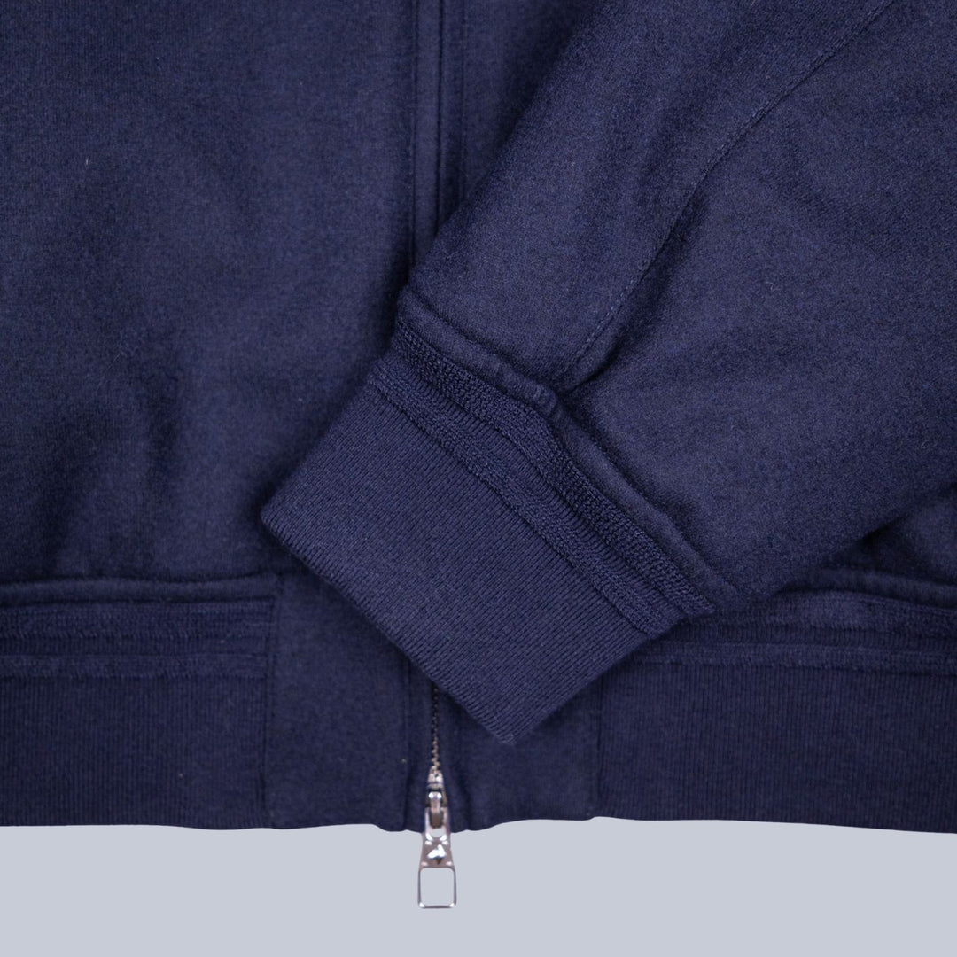 Navy Fur Collar Wool Bomber Jacket