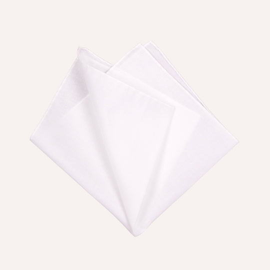 White Classic Cotton Pocket Square