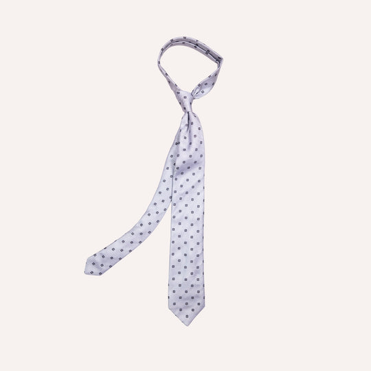 Steel Blue Flower Dot Geometric Pattern Tie