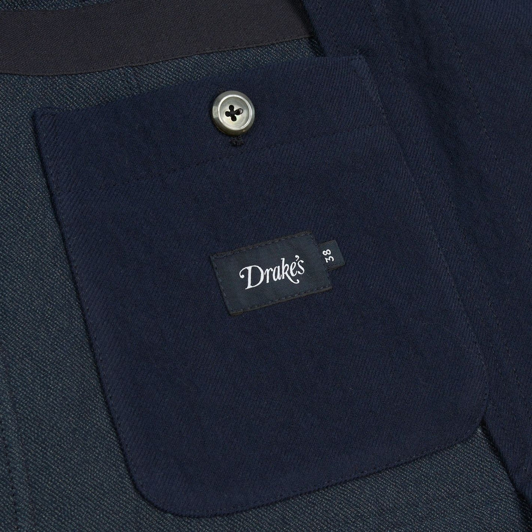 Navy Wool Cotton Metal Double Breasted Games Blazer