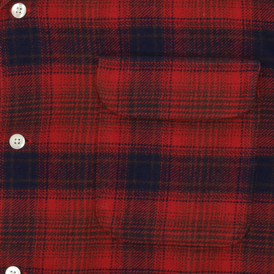 Blue & Red Baker Plaid Cotton Bowling Shirt
