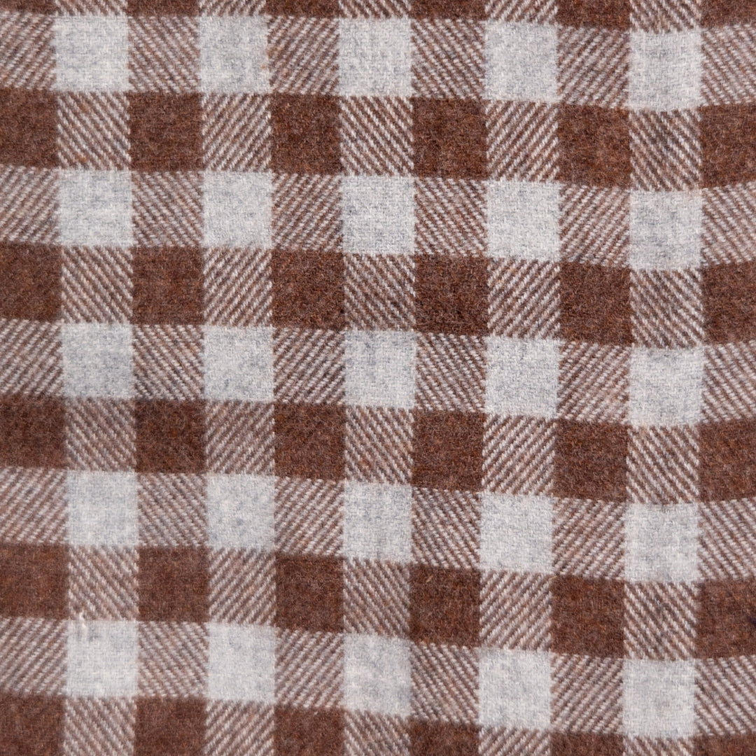 Brown & Grey Gingham Flannel Button Down Shirt - Tailored Fit