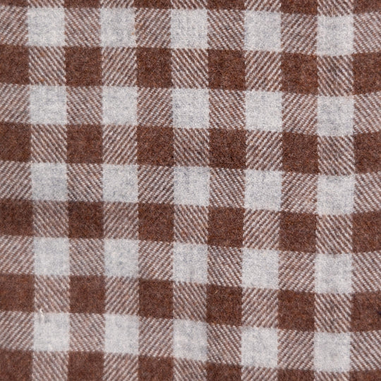 Brown & Grey Gingham Flannel Button Down Shirt - Tailored Fit