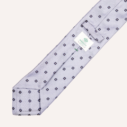Steel Blue Flower Dot Geometric Pattern Tie