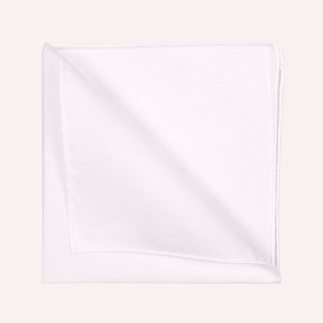 White Classic Cotton Pocket Square