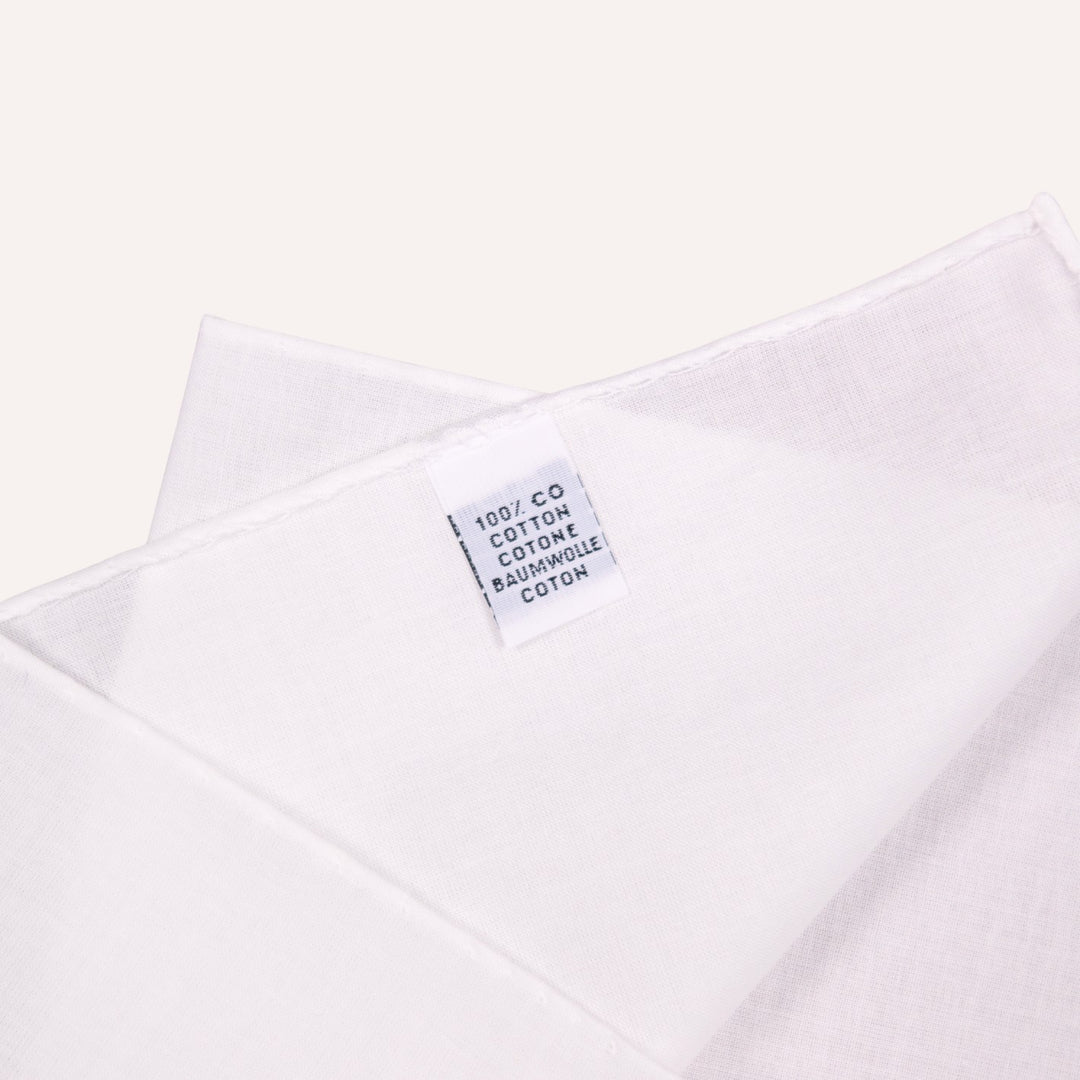 White Classic Cotton Pocket Square