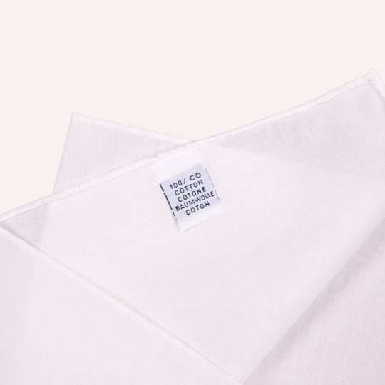 White Classic Cotton Pocket Square