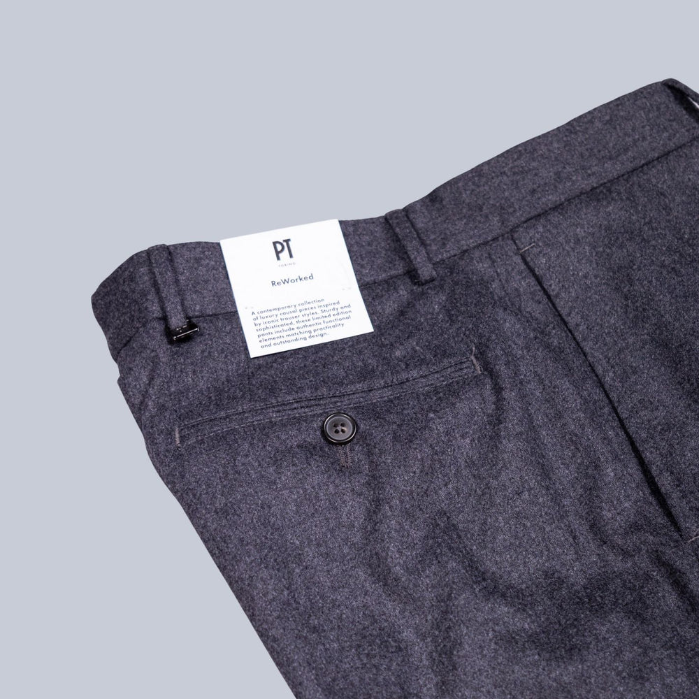 Grey Wool Cashmere Flannel Trousers Reworked