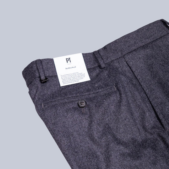 Grey Wool Cashmere Flannel Trousers Reworked