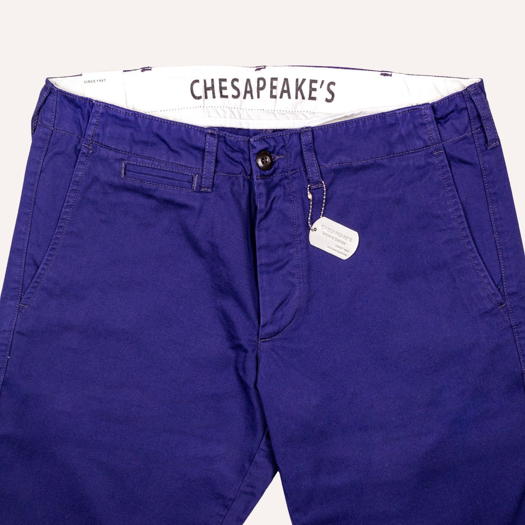 Indigo Blue Gabardine Officer Chino