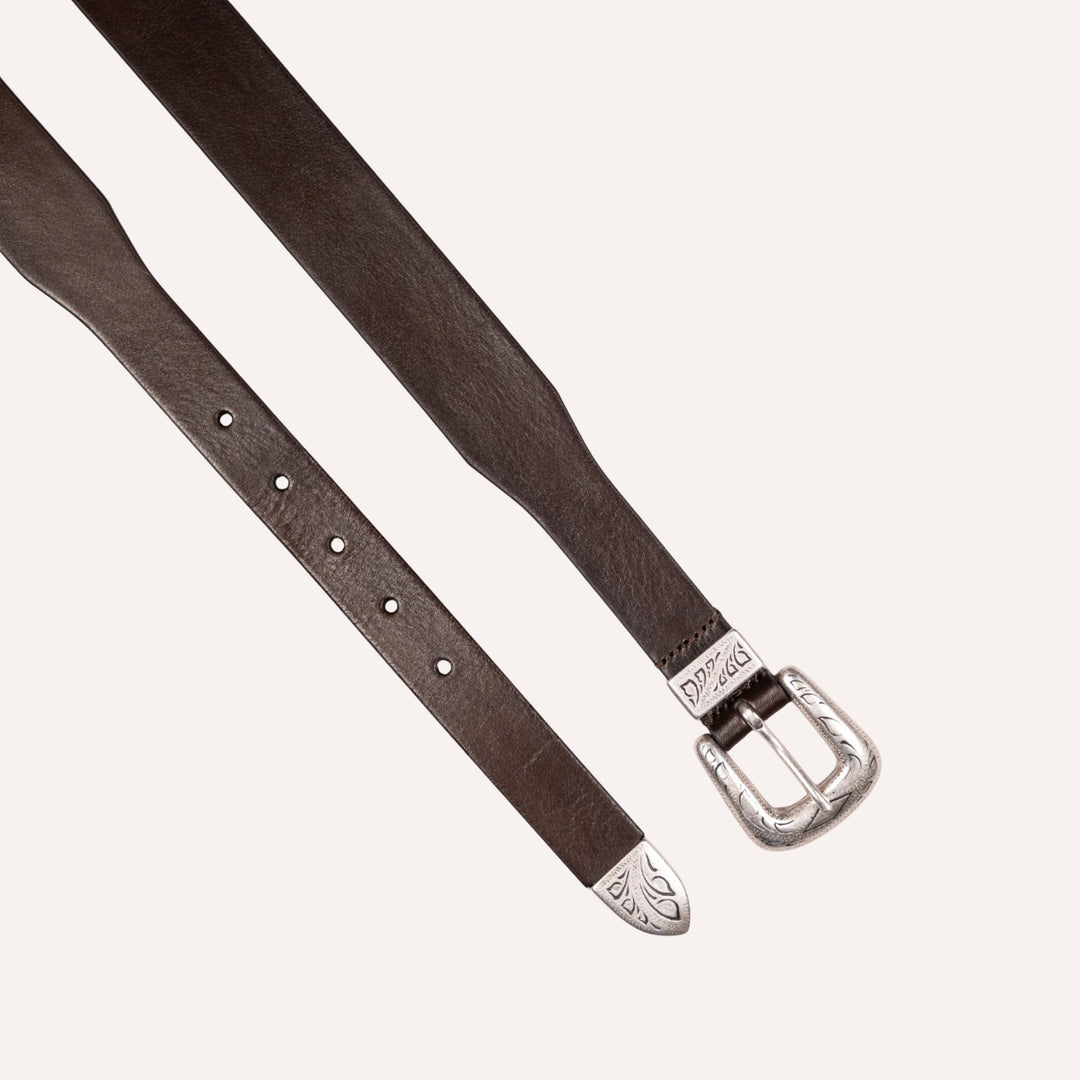 Dark Brown Western Leather Belt