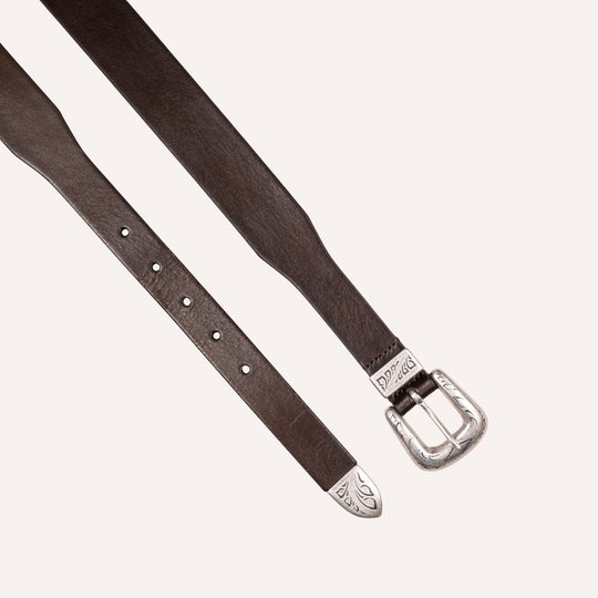 Dark Brown Western Leather Belt