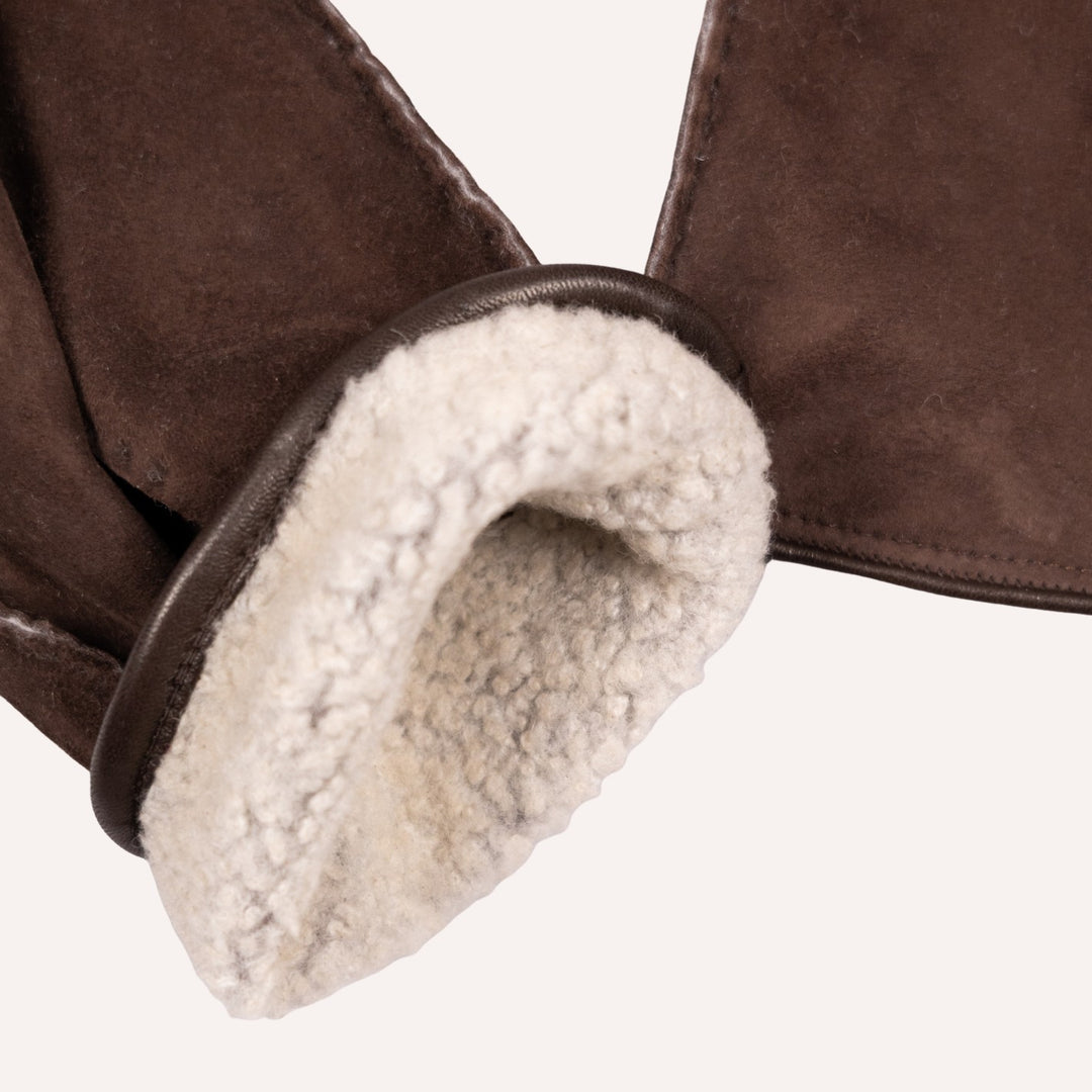 Dark Brown Suede Merino Lined Gloves