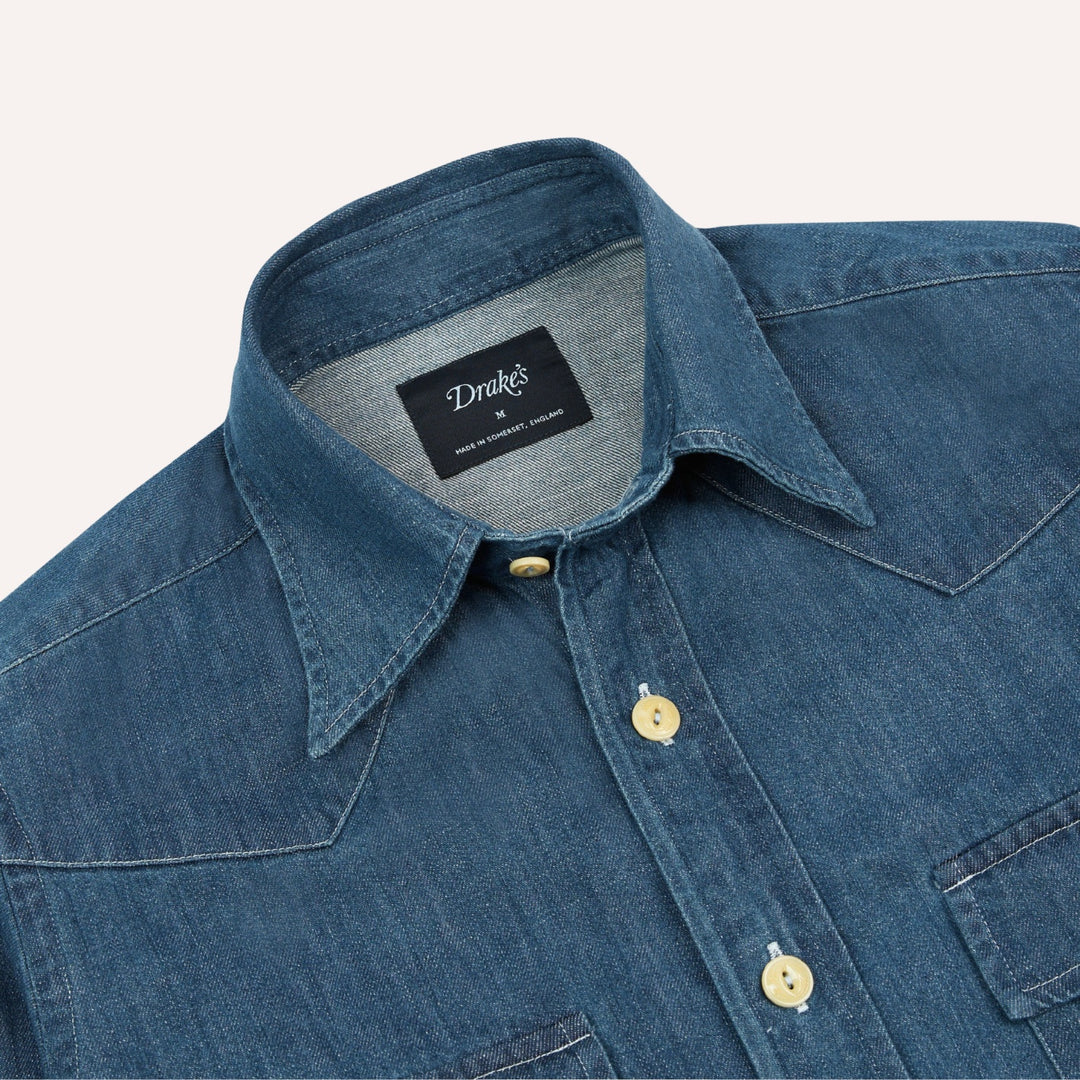 Blue Stone Wash Denim Western Shirt