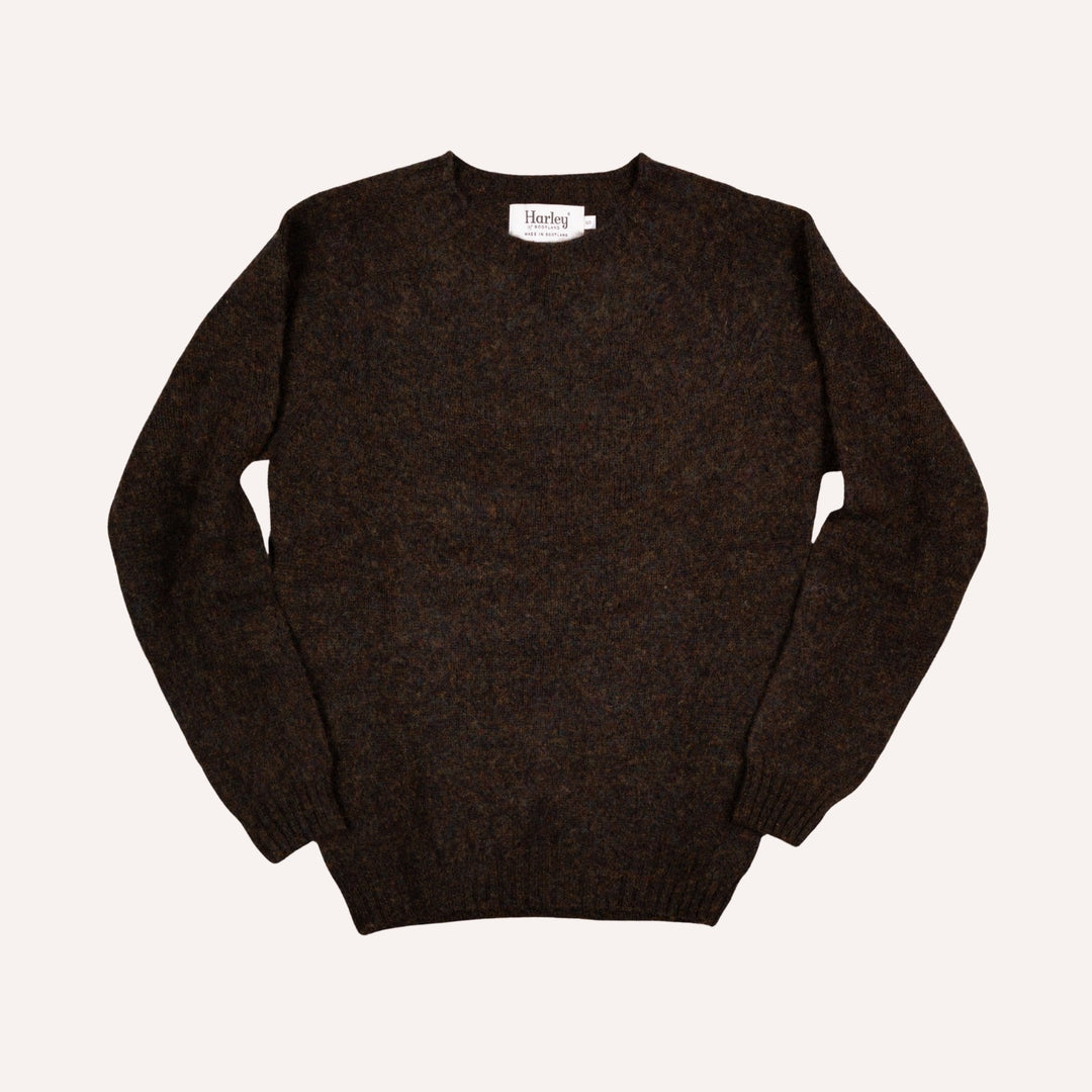 Carob Brown Lambswool Crewneck Sweater