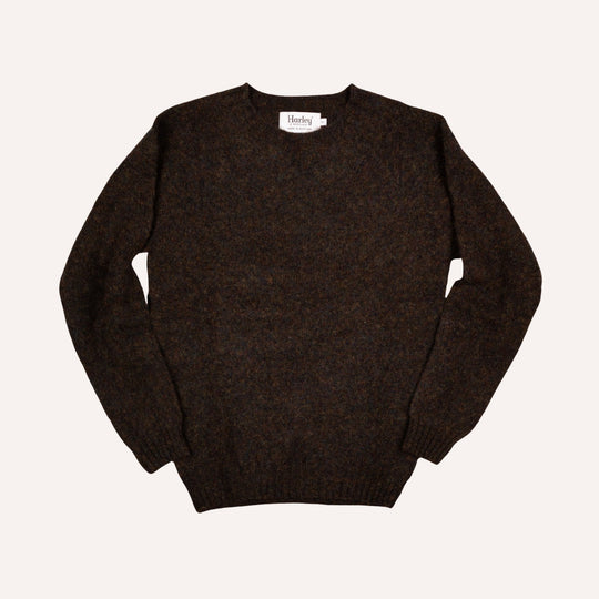 Carob Brown Lambswool Crewneck Sweater