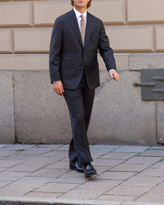 Anthracite Grey S130 Twill Wool Suit - Green Line