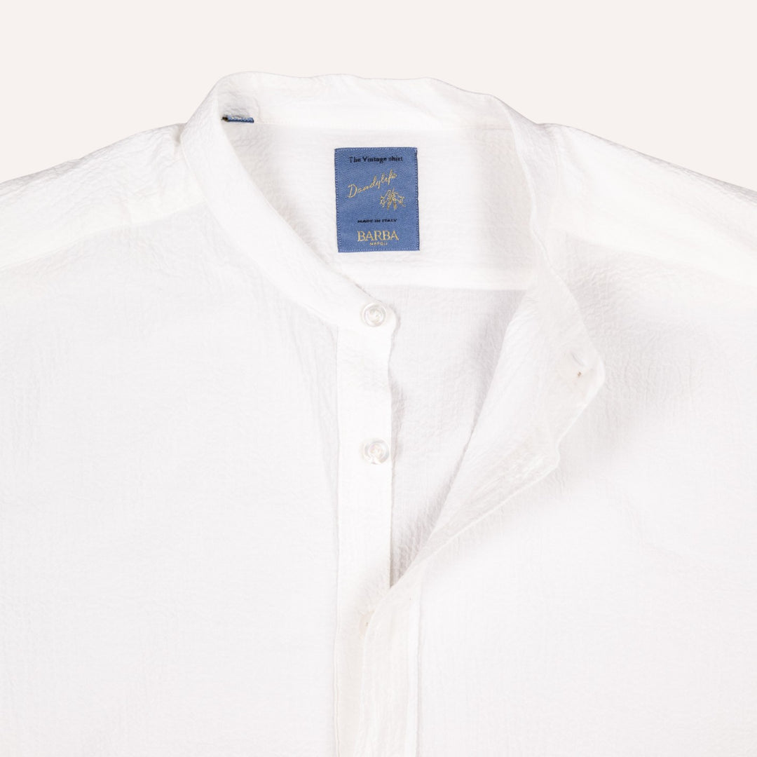 Off White Mandarin Seersucker Popover
