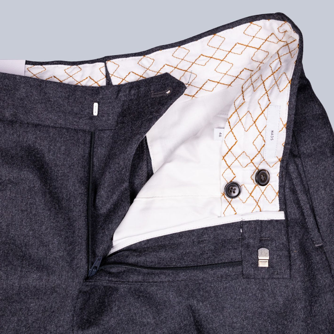Grey Wool Cashmere Flannel Trousers Reworked