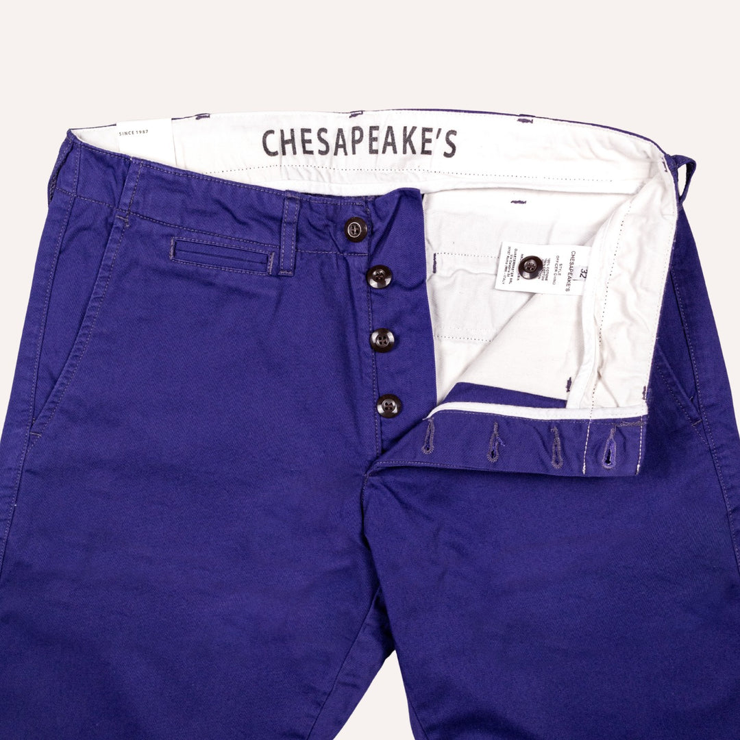 Indigo Blue Gabardine Officer Chino