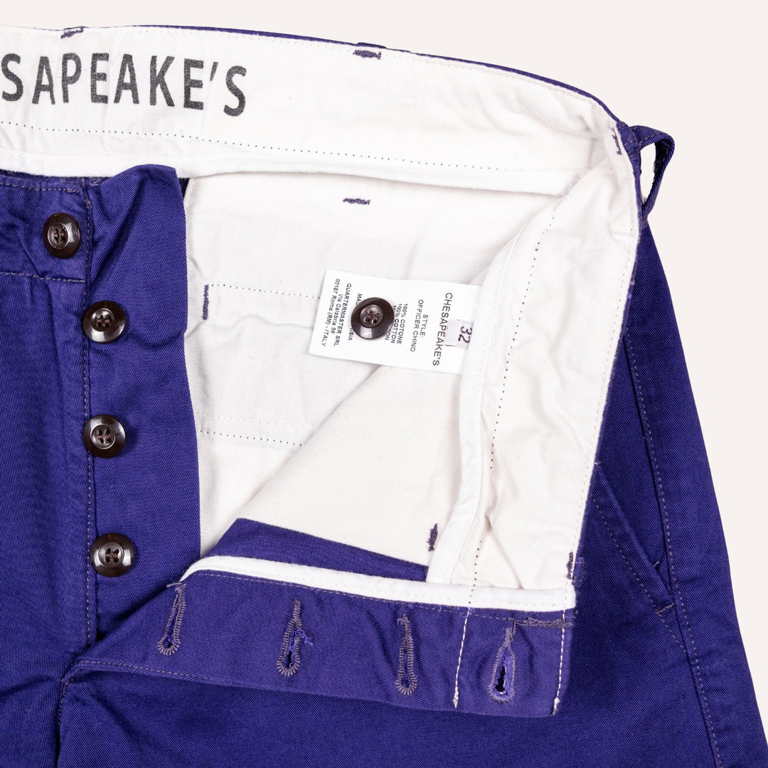 Indigo Blue Gabardine Officer Chino