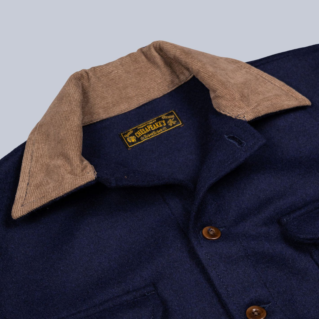 Navy Wool Corduroy Collar Worker Jacket