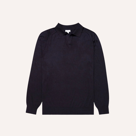 Navy Sea Island Cotton Cashmere Polo