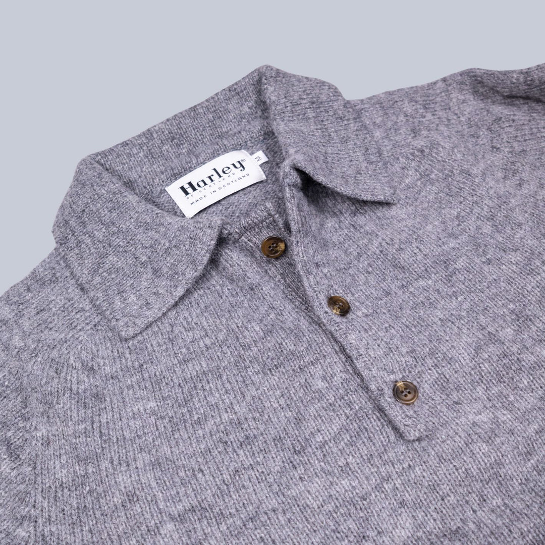 Mid Grey Supersoft Lambswool 3 Button Sweater