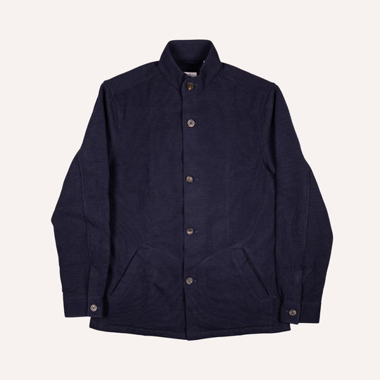 Navy Wool Jersey Mandarin Nehru Jacket