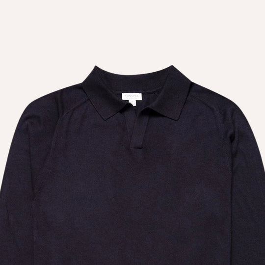 Navy Sea Island Cotton Cashmere Polo