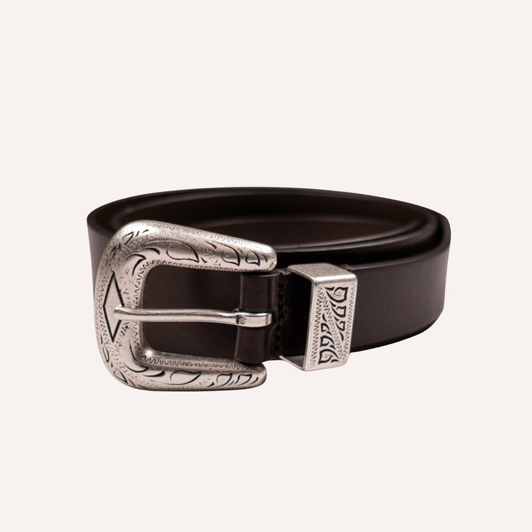 Dark Brown Western Leather Belt