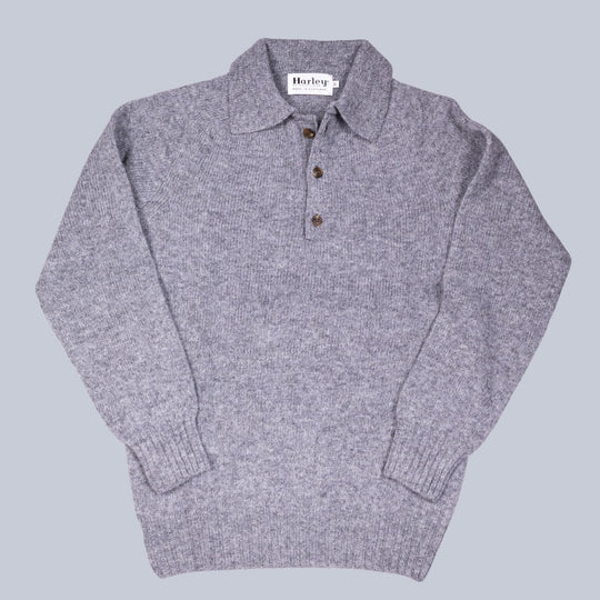 Mid Grey Supersoft Lambswool 3 Button Sweater