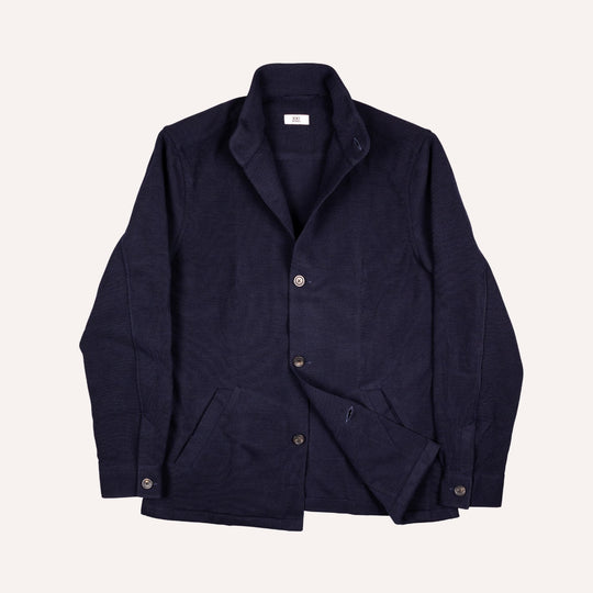 Navy Wool Jersey Mandarin Nehru Jacket