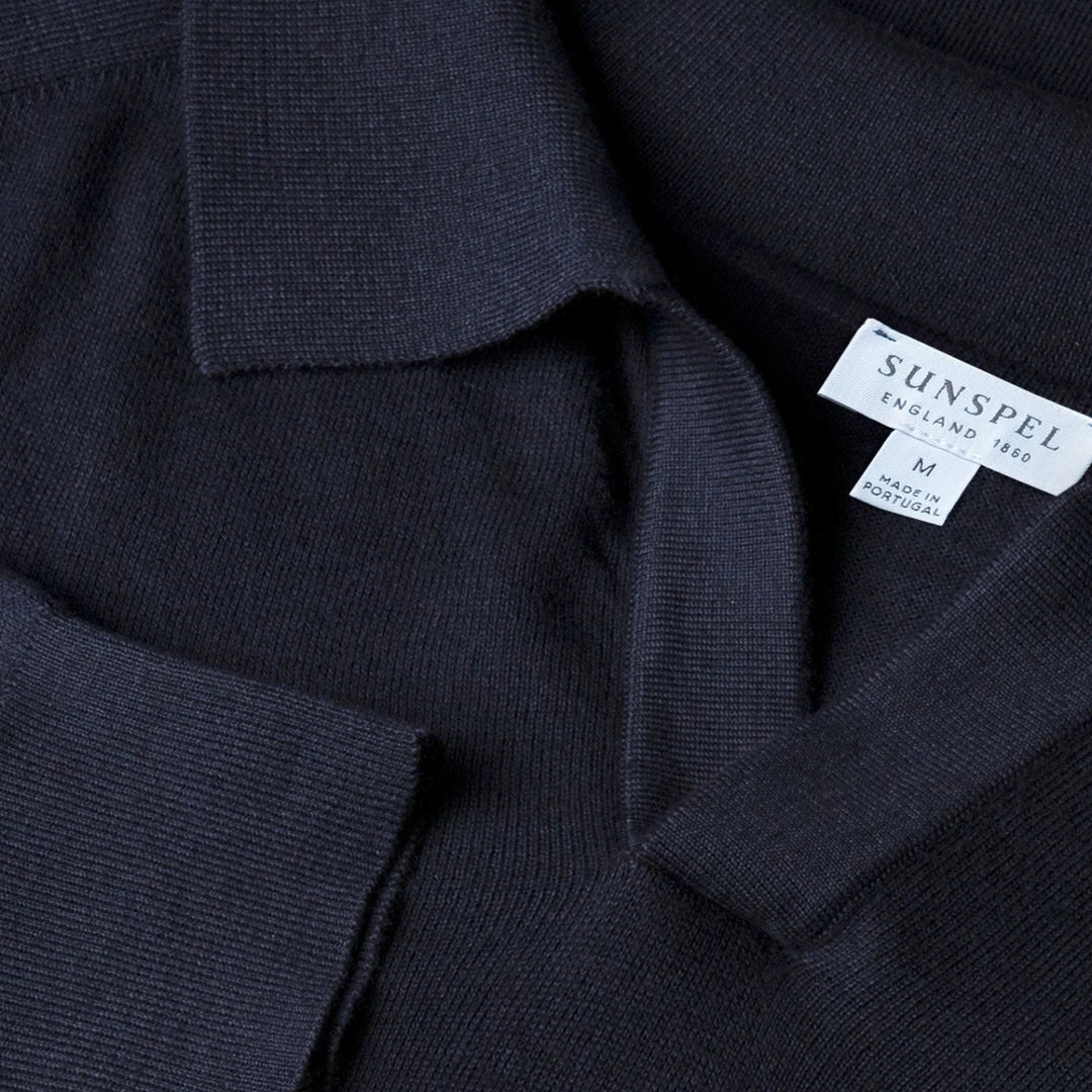 Navy Sea Island Cotton Cashmere Polo